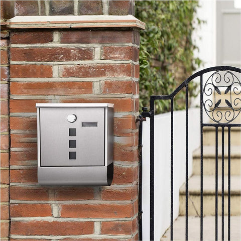 Rootz Mailbox - Wall Letterbox - Wall Mailbox - Stainless Steel Mailbox - Wall-Mounted Mailbox - Post-Mounted Mailbox - Mailbox For Letters - Silver - 30.5 x 9.5 x 33.3 cm