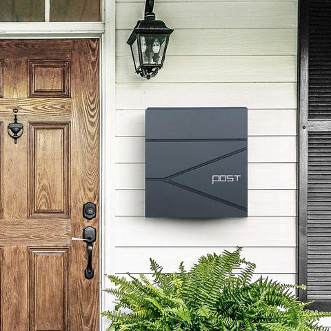 Rootz Mailbox - Wall Letterbox - Wall Mailbox - Wall-Mounted Mailbox - Post-Mounted Mailbox - Mailbox For Letters - Anthracite