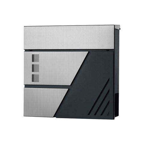 Rootz Mailbox - Wall Letterbox - Wall-mounted Mailbox - Post-Mounted Mailbox - Mailbox For Letters - With Viewing Window - Silver Anthracite - 37 x 10.5 x 37 cm