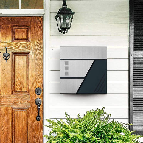 Rootz Mailbox - Wall Letterbox - Wall-mounted Mailbox - Post-Mounted Mailbox - Mailbox For Letters - With Viewing Window - Silver Anthracite - 37 x 10.5 x 37 cm