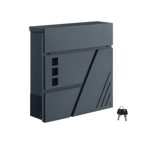 Rootz Mailbox - Wall Letterbox  -Wall-Mounted Mailbox - Post-Mounted Mailbox - Mailbox For Letters - Anthracite - 7 x 10.5 x 37 cm