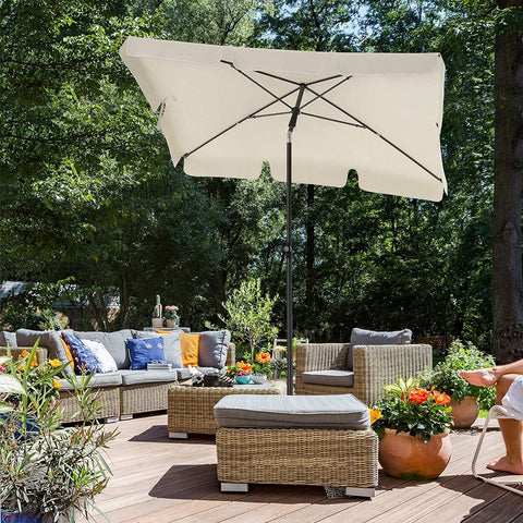 Rootz Parasol - Balcony Parasol - Garden Umbrella - Foldable Garden Umbrella - Outdoor Parasol - Garden Parasol - Sunshade Parasol - Umbrella Parasol - Beige - 200 x 125