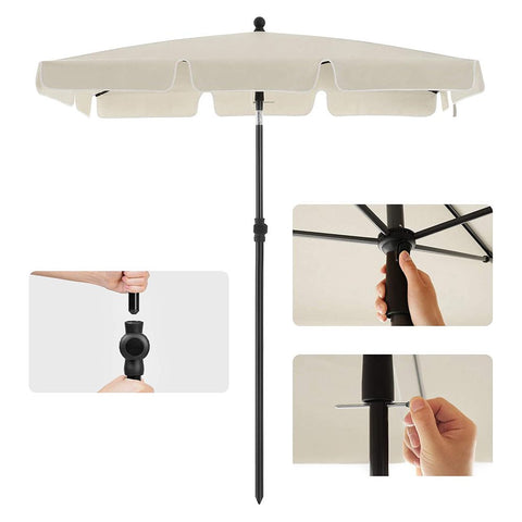 Rootz Parasol - Balcony Parasol - Garden Umbrella - Foldable Garden Umbrella - Outdoor Parasol - Garden Parasol - Sunshade Parasol - Umbrella Parasol - Beige - 200 x 125