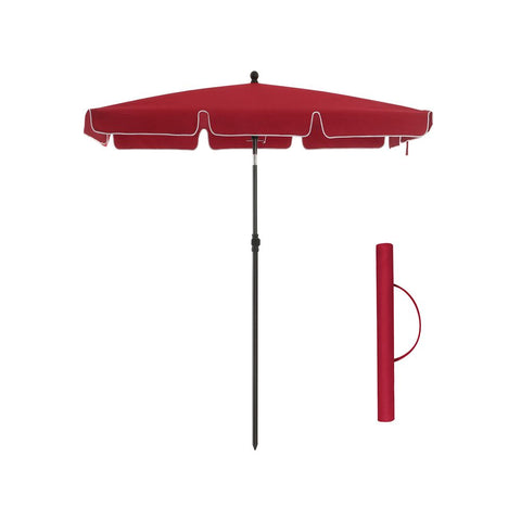 Rootz Parasol - Parasol Rectangular - Beach Umbrella - Garden Umbrella - Outdoor Parasol - Garden Parasol - Sunshade Parasol - Umbrella Parasol - Foldable - Red - 200 x 125 cm