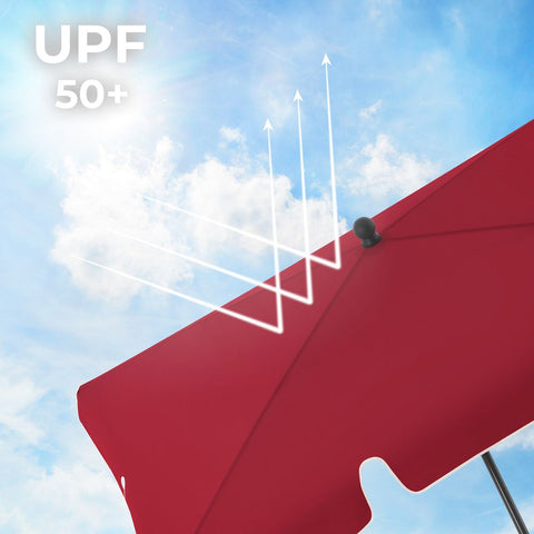 Rootz Parasol - Parasol Rectangular - Beach Umbrella - Garden Umbrella - Outdoor Parasol - Garden Parasol - Sunshade Parasol - Umbrella Parasol - Foldable - Red - 200 x 125 cm