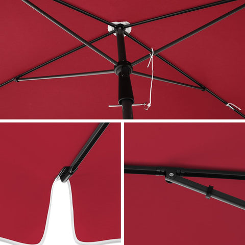 Rootz Parasol - Parasol Rectangular - Beach Umbrella - Garden Umbrella - Outdoor Parasol - Garden Parasol - Sunshade Parasol - Umbrella Parasol - Foldable - Red - 200 x 125 cm