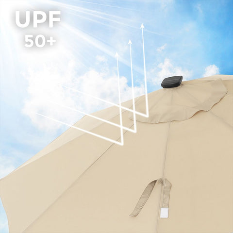 Rootz Parasol - Parasol With Led Solar Lighting - Umbrella - Patio Parasol - Garden Parasol - Beach Parasol - Sunshade - UV-protected Parasol - Beige