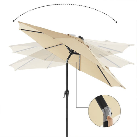 Rootz Parasol - Parasol With Led Solar Lighting - Umbrella - Patio Parasol - Garden Parasol - Beach Parasol - Sunshade - UV-protected Parasol - Beige
