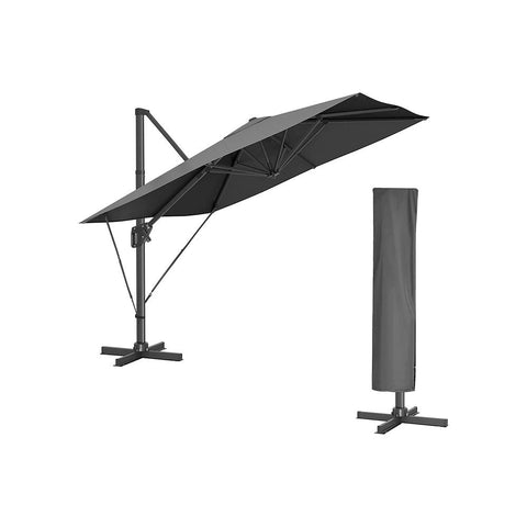 Rootz Parasol - Cantilever Parasol - Umbrella - Patio Parasol - Garden Parasol - Beach Parasol - Sunshade - UV-protected Parasol - Grey