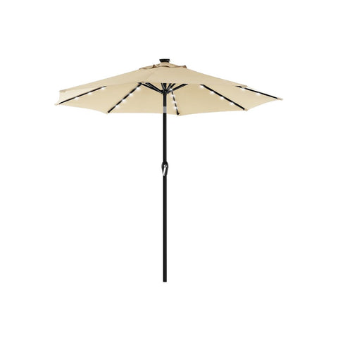 Rootz Parasol - Parasol With Led Solar Lighting - Umbrella - Patio Parasol - Garden Parasol - Beach Parasol - Sunshade - UV-protected Parasol - Beige
