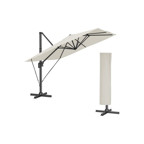 Rootz Parasol - Adjustable Inclination Angle - Umbrella - Patio Parasol - Garden Parasol - Beach Parasol - Sunshade - UV-protected Parasol - Beige - 290 x 290 cm (L x W)
