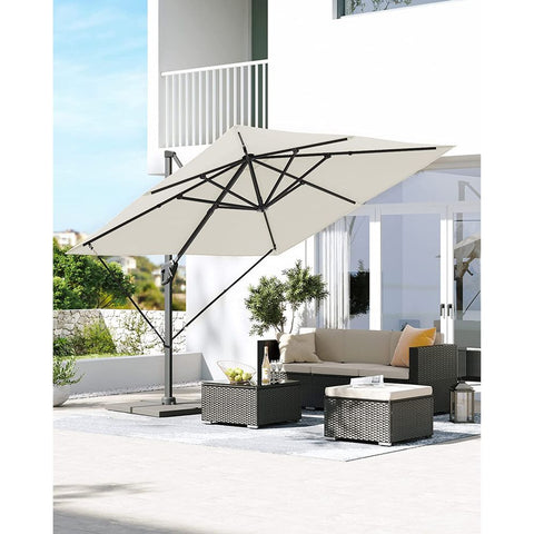 Rootz Parasol - Adjustable Inclination Angle - Umbrella - Patio Parasol - Garden Parasol - Beach Parasol - Sunshade - UV-protected Parasol - Beige - 290 x 290 cm (L x W)