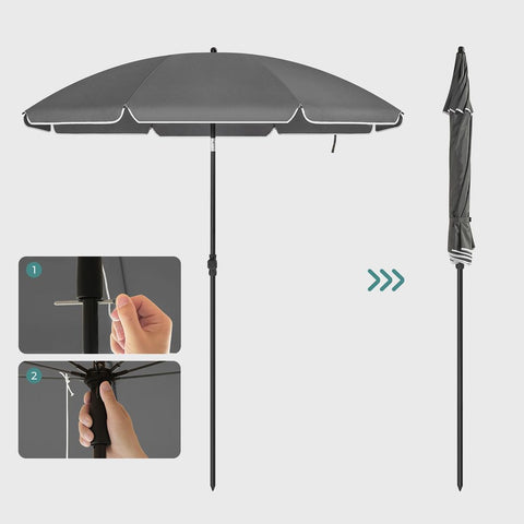 Rootz Parasol - Beach Umbrella - Garden Umbrella - Foldable Garden Umbrella - Outdoor Parasol - Garden Parasol - Sunshade Parasol - Umbrella Parasol - Grey