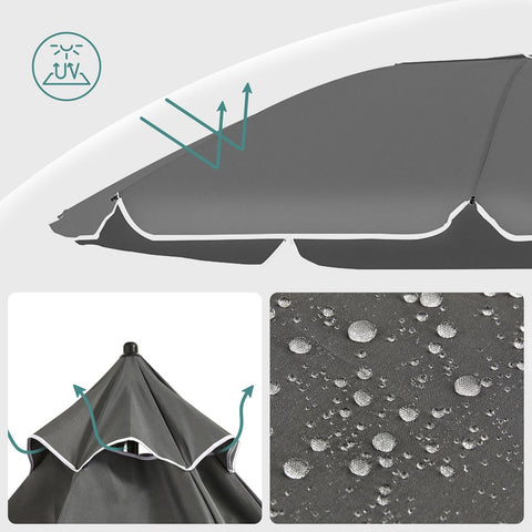 Rootz Parasol - Beach Umbrella - Garden Umbrella - Foldable Garden Umbrella - Outdoor Parasol - Garden Parasol - Sunshade Parasol - Umbrella Parasol - Grey