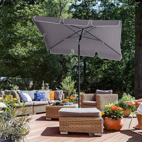 Rootz Parasol - Parasol For Balcony - Umbrella - Patio Umbrella - Outdoor Parasol - Garden Umbrella - Sunshade - Beach Umbrella - UV-protected Umbrella - Grey - 1.8 x 1.25 m (L x W)