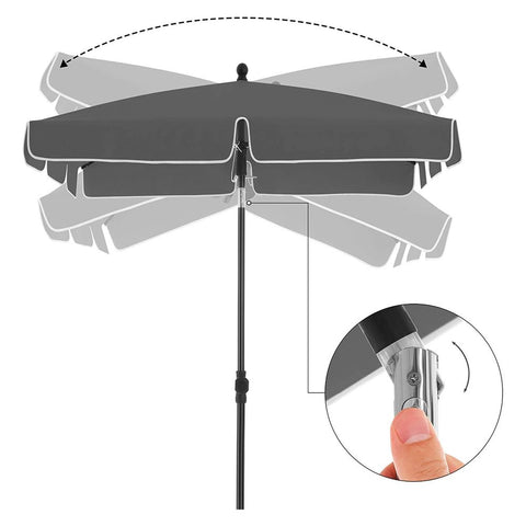 Rootz Parasol - Parasol For Balcony - Umbrella - Patio Umbrella - Outdoor Parasol - Garden Umbrella - Sunshade - Beach Umbrella - UV-protected Umbrella - Grey - 1.8 x 1.25 m (L x W)