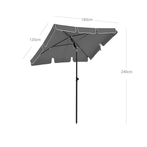 Rootz Parasol - Parasol For Balcony - Umbrella - Patio Umbrella - Outdoor Parasol - Garden Umbrella - Sunshade - Beach Umbrella - UV-protected Umbrella - Grey - 1.8 x 1.25 m (L x W)