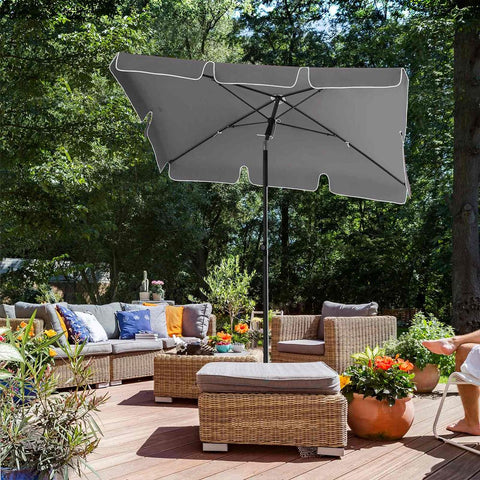 Rootz Parasol - Beach Umbrella - Outdoor Parasol - Balcony Parasol - Garden Parasol - Sunshade Parasol - Umbrella Parasol - Beach Parasol - Market Parasol - Grey - 2 x 1.25 m