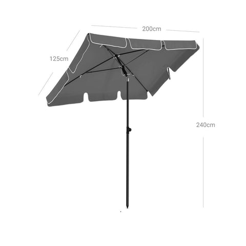 Rootz Parasol - Beach Umbrella - Outdoor Parasol - Balcony Parasol - Garden Parasol - Sunshade Parasol - Umbrella Parasol - Beach Parasol - Market Parasol - Grey - 2 x 1.25 m