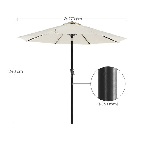 Rootz Parasol - Garden Umbrella - Beach Umbrella - Foldable Garden Umbrella - Outdoor Parasol - Garden Parasol - Sunshade Parasol - Umbrella Parasol - Beige