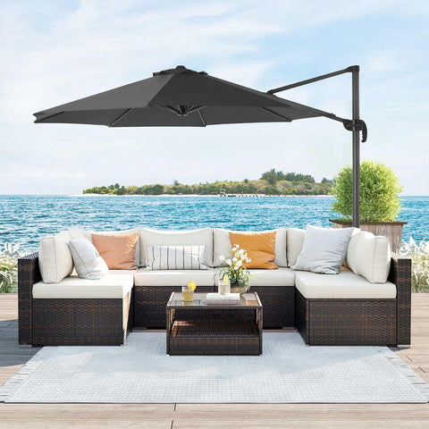 Rootz Parasol - Cantilever Parasol - Traffic Light Umbrella - Outdoor Parasol - Garden Parasol - Sunshade Parasol - Umbrella Parasol - Beach Parasol - Market Parasol - Grey - 62 x 40 mm