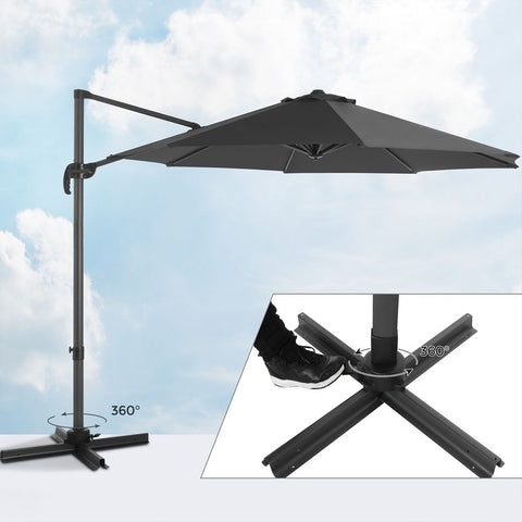 Rootz Parasol - Cantilever Parasol - Traffic Light Umbrella - Outdoor Parasol - Garden Parasol - Sunshade Parasol - Umbrella Parasol - Beach Parasol - Market Parasol - Grey - 62 x 40 mm