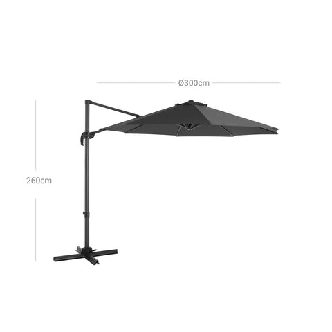 Rootz Parasol - Cantilever Parasol - Traffic Light Umbrella - Outdoor Parasol - Garden Parasol - Sunshade Parasol - Umbrella Parasol - Beach Parasol - Market Parasol - Grey - 62 x 40 mm