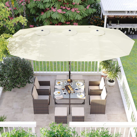 Rootz Parasol - Double Parasol - Beach Umbrella - Garden Umbrella - Outdoor Parasol - Garden Parasol - Sunshade Parasol - Umbrella Parasol - With Crank - Beige - 460 x 270 cm