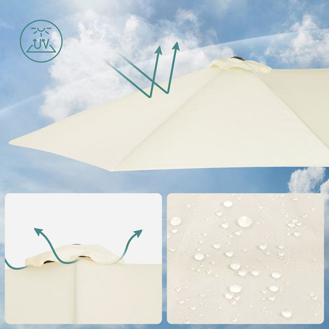 Rootz Parasol - Double Parasol - Beach Umbrella - Garden Umbrella - Outdoor Parasol - Garden Parasol - Sunshade Parasol - Umbrella Parasol - With Crank - Beige - 460 x 270 cm