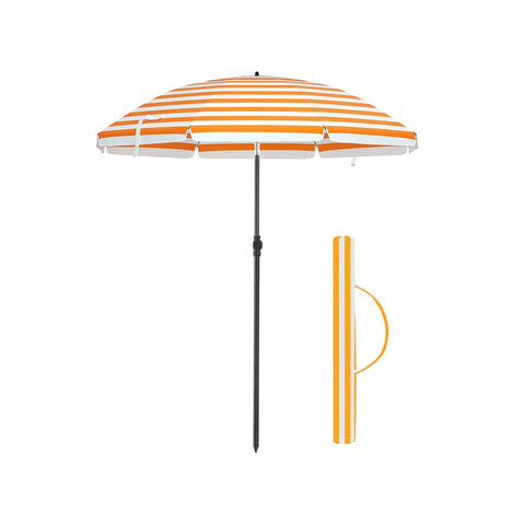 Rootz Parasol - Beach Umbrella - Garden Umbrella - Foldable Garden Umbrella - Outdoor Parasol - Garden Parasol - Sunshade Parasol - Umbrella Parasol - Orange/White Stripes