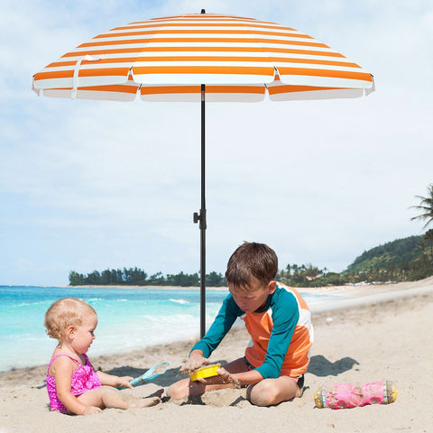 Rootz Parasol - Beach Umbrella - Garden Umbrella - Foldable Garden Umbrella - Outdoor Parasol - Garden Parasol - Sunshade Parasol - Umbrella Parasol - Orange/White Stripes