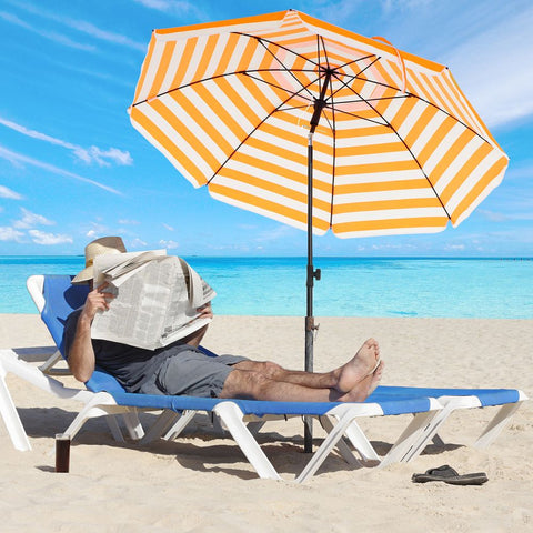 Rootz Parasol - Beach Umbrella - Garden Umbrella - Foldable Garden Umbrella - Outdoor Parasol - Garden Parasol - Sunshade Parasol - Umbrella Parasol - Orange/White Stripes