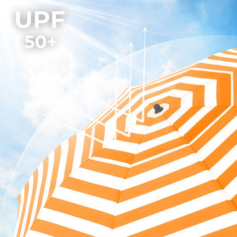 Rootz Parasol - Beach Umbrella - Garden Umbrella - Foldable Garden Umbrella - Outdoor Parasol - Garden Parasol - Sunshade Parasol - Umbrella Parasol - Orange/White Stripes