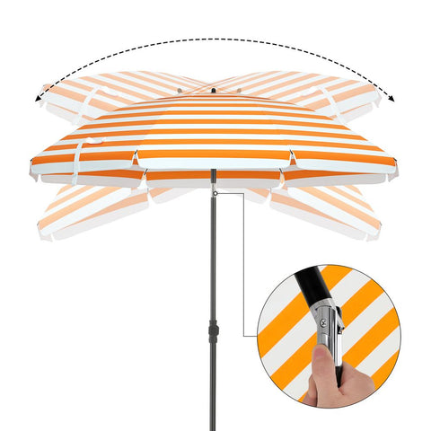 Rootz Parasol - Beach Umbrella - Garden Umbrella - Foldable Garden Umbrella - Outdoor Parasol - Garden Parasol - Sunshade Parasol - Umbrella Parasol - Orange/White Stripes