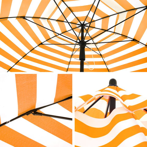 Rootz Parasol - Beach Umbrella - Garden Umbrella - Foldable Garden Umbrella - Outdoor Parasol - Garden Parasol - Sunshade Parasol - Umbrella Parasol - Orange/White Stripes