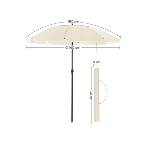 Rootz Parasol - Beach Umbrella - Outdoor Parasol - Garden Parasol - Sunshade Parasol - Umbrella Parasol - Beach Parasol - Market Parasol - Beige - 2.2 m