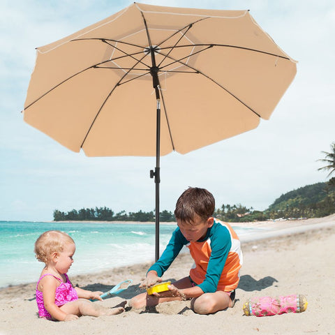 Rootz Parasol - Beach Umbrella - Outdoor Parasol - Garden Parasol - Sunshade Parasol - Umbrella Parasol - Beach Parasol - Market Parasol - Taupe - 2.3 m