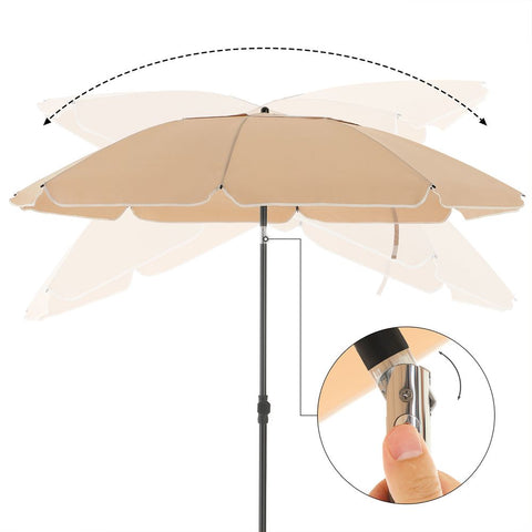 Rootz Parasol - Beach Umbrella - Outdoor Parasol - Garden Parasol - Sunshade Parasol - Umbrella Parasol - Beach Parasol - Market Parasol - Taupe - 2.3 m