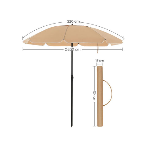 Rootz Parasol - Beach Umbrella - Outdoor Parasol - Garden Parasol - Sunshade Parasol - Umbrella Parasol - Beach Parasol - Market Parasol - Taupe - 2.3 m
