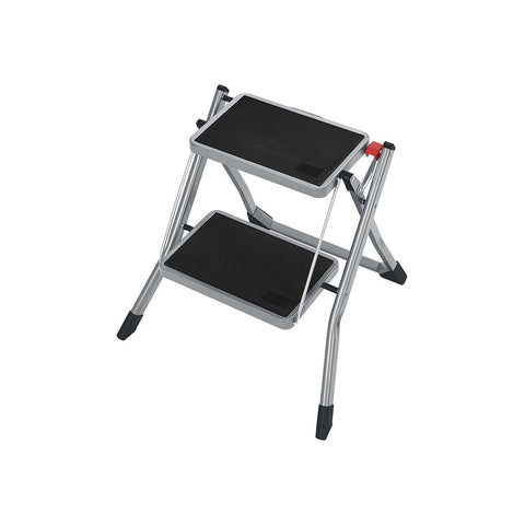 Rootz Stepladder - Stepladder With 2 Steps - Folding Stepladder - Portable Stepladder - Kitchen Stepladder - Bathroom Stepladder - Lightweight Stepladder - Grey/Black