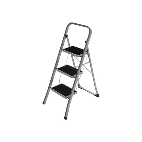 Rootz Step Stool - Step Stool With 3 Steps - Folding Step Stool - Portable Step Stool - Kitchen Step Stool - Bathroom Step Stool - Lightweight Step Stool - Grey/Black