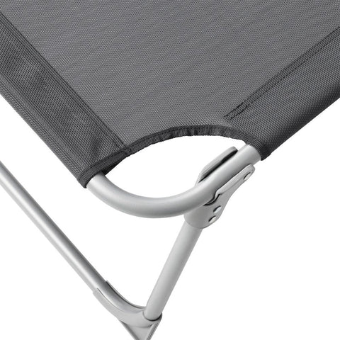 Rootz Sun Lounger - Sun Lounger With Canopy - Outdoor Sun Lounger - Patio Sun Lounger - Garden Sun Lounger - Sunbed - Beach Sun Lounger - Portable Sun Lounger - Smoke Grey - 71 x 200 x 38 cm (L x W x H)