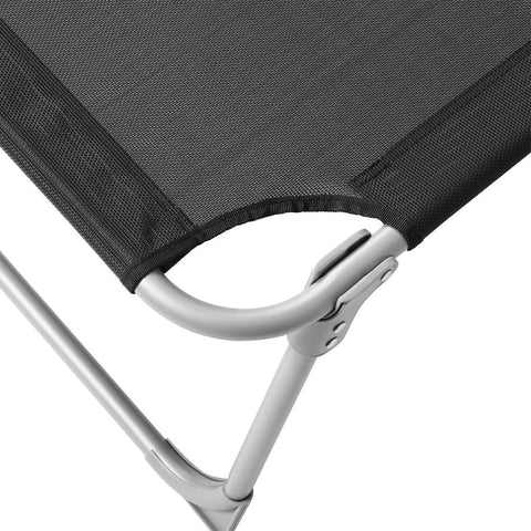 Rootz Sun Lounger - Sun Lounger With Canopy - Outdoor Sun Lounger - Patio Sun Lounger - Garden Sun Lounger - Sunbed - Beach Sun Lounger - Portable Sun Lounger - Black - 71 x 200 x 38 cm (L x W x H)