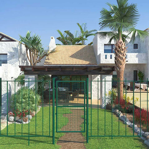 Rootz Garden Gate - Garden Gate With Post - Metal Garden Gate - Small Garden Gate - Gate - Garden Gate With Lock - Green - 200 x 106 x 6 cm