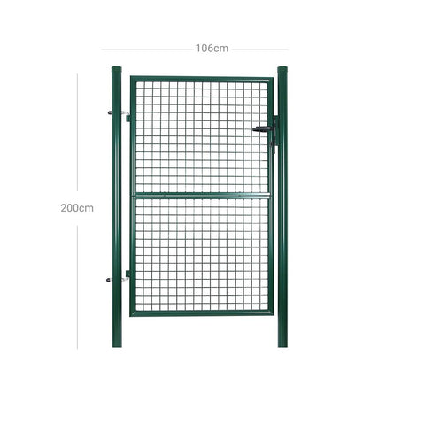 Rootz Garden Gate - Garden Gate With Post - Metal Garden Gate - Small Garden Gate - Gate - Garden Gate With Lock - Green - 200 x 106 x 6 cm