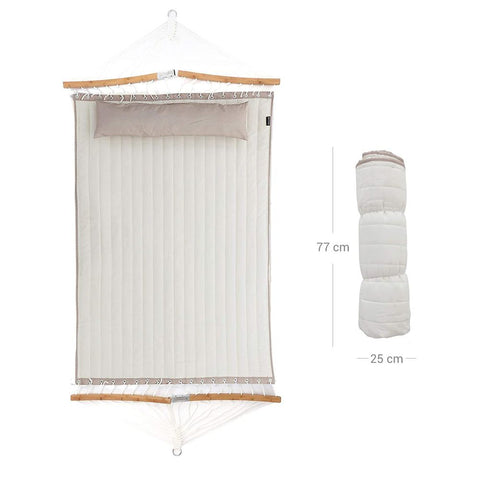 Rootz Hammock - Padded Hammock - Outdoor Hammock - Camping Hammock - Double Hammock - Portable Hammock - Hammock Swing - Hanging Hammock - Rope Hammock - Off White/Beige - 200 x 140 cm