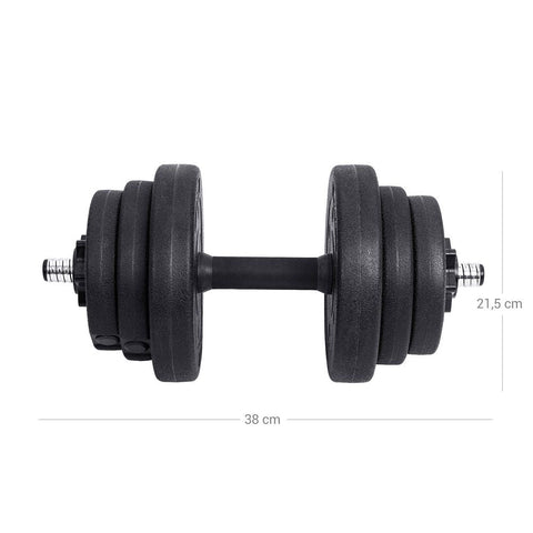 Rootz Dumbbell Set - 20 Kg Dumbbell Set - Adjustable Dumbbell Set - Home Dumbbell Set - Weight Dumbbell Set - Fitness Dumbbell Set - Black - 2.5 x 50.5 cm