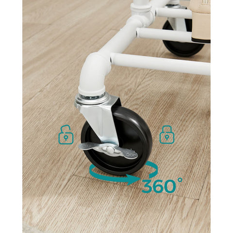 Rootz Clothes Rack - Clothes Rack On Wheels - Rolling Clothes Rack - Wall Mounted Clothes Rack - Heavy Duty Clothes Rack - Steel - White - 100 x 49 x 163 cm (L x W x H)