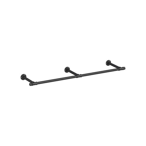 Rootz Wardrobe Rail - Clothes Rail - Wall Clothes Rail - Wall-Mounted Clothes Rail - Hanging Clothes Rack - Black - 30.4 x 170 x 7 cm