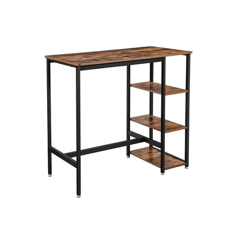 Rootz Bar Table - Bar Table 3 Shelves - Pub Table - Bistro Table - High Top Table - Outdoor Bar Table - Wooden Bar Table - Rectangular Bar Table - Chipboard - Dark Brown - 109 x 60 x 100 (L x W x H)